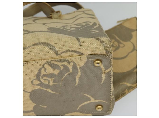 CHANEL Borsa Tote Camelia Catena Paglia Beige CC Auth 122907 - vista 16