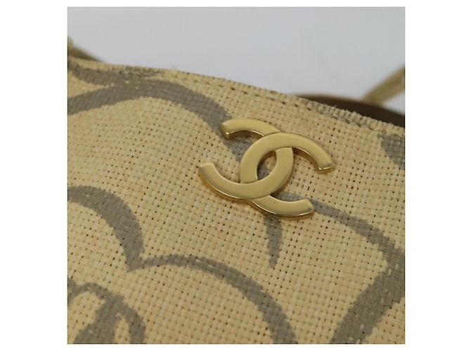CHANEL Borsa Tote Camelia Catena Paglia Beige CC Auth 122907 - vista 17