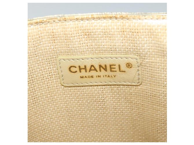 CHANEL Borsa Tote Camelia Catena Paglia Beige CC Auth 122907 - vista 18