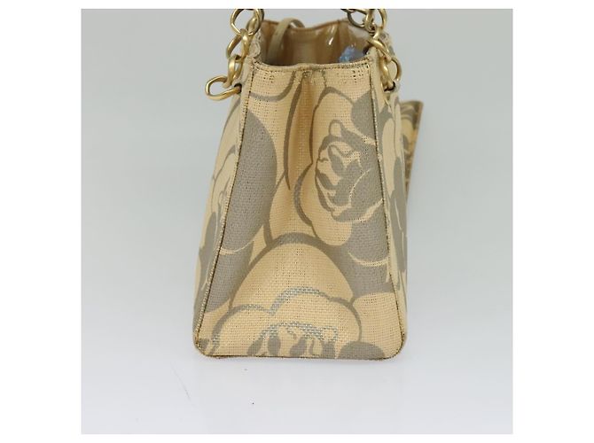 CHANEL Borsa Tote Camelia Catena Paglia Beige CC Auth 122907 - vista 3