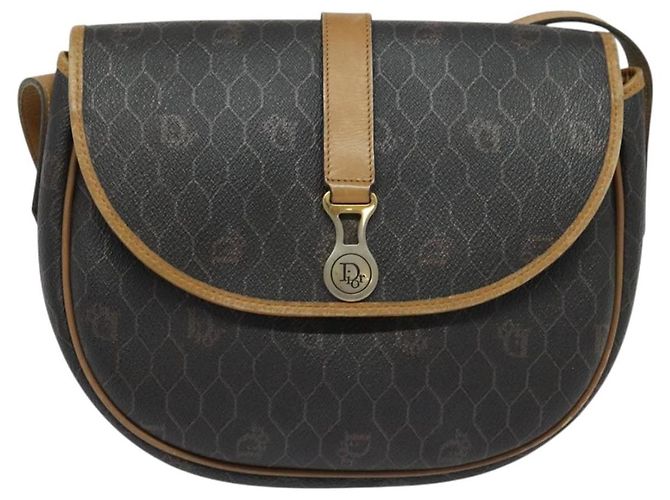 Borsa a spalla in tela a nido d'ape Christian Dior in pelle PVC nera Auth BA2400 - vista 2