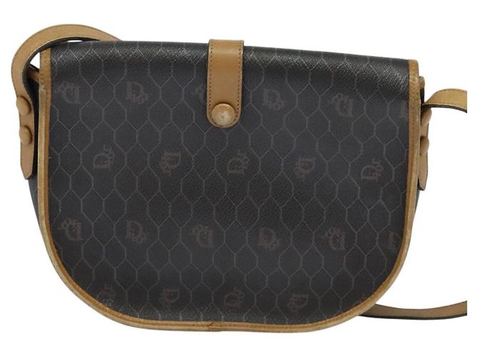 Borsa a spalla in tela a nido d'ape Christian Dior in pelle PVC nera Auth BA2400 - vista 3