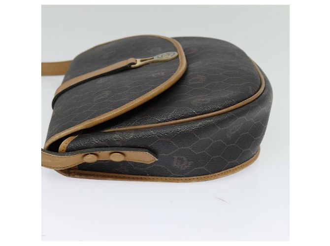 Borsa a spalla in tela a nido d'ape Christian Dior in pelle PVC nera Auth BA2400 - vista 4