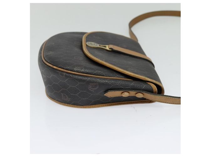 Borsa a spalla in tela a nido d'ape Christian Dior in pelle PVC nera Auth BA2400 - vista 5
