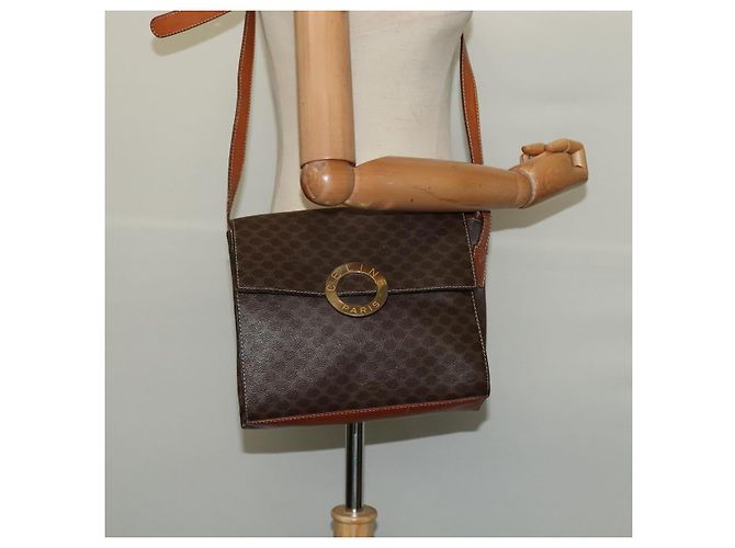 Céline CELINE Macadam Canvas Schultertasche, PVC-Leder, braun, gold, authentisch, MX459 Golden - Ansicht 22