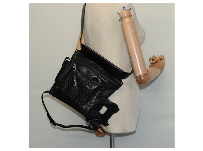 Autre Marque BOTTEGA VENETA INTRECCIATO Borsa a vita Pelle Nera Auth MX365 Nero - vista 21