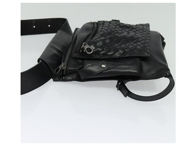 Autre Marque BOTTEGA VENETA INTRECCIATO Borsa a vita Pelle Nera Auth MX365 Nero - vista 3
