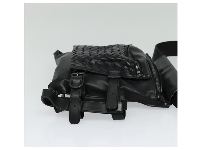 Autre Marque BOTTEGA VENETA INTRECCIATO Borsa a vita Pelle Nera Auth MX365 Nero - vista 4