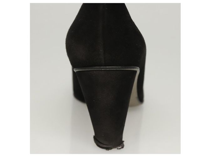 CHANEL Escarpins en daim noir CC Auth am8442 - vue 13