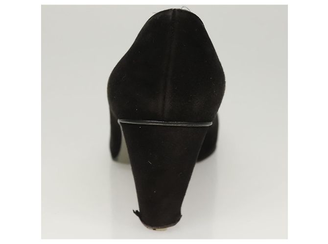 CHANEL Escarpins en daim noir CC Auth am8442 - vue 31