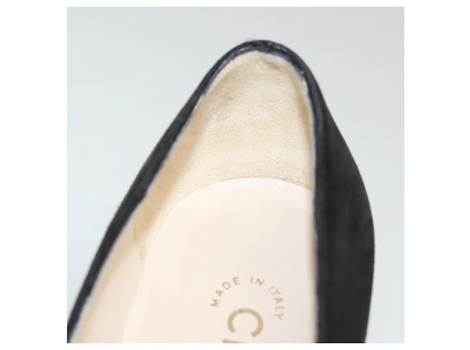 CHANEL Escarpins en daim noir CC Auth am8442 - vue 38