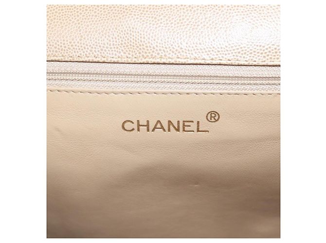 Borsa a Spalla CHANEL in Pelle Caviar Beige Oro CC Auth BA2341 D'oro - vista 17