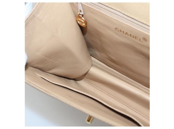 Borsa a Spalla CHANEL in Pelle Caviar Beige Oro CC Auth BA2341 D'oro - vista 19