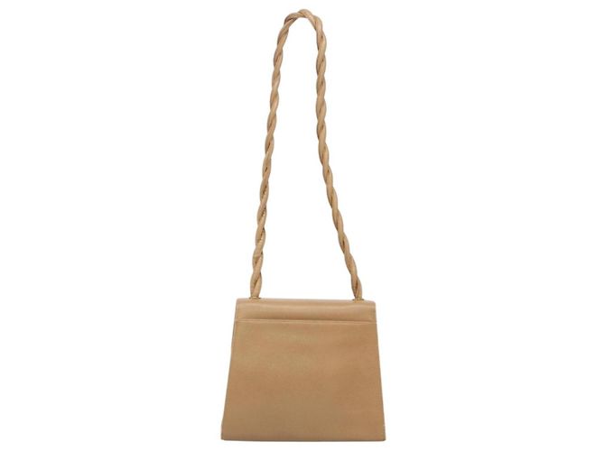Borsa a Spalla CHANEL in Pelle Caviar Beige Oro CC Auth BA2341 D'oro - vista 2