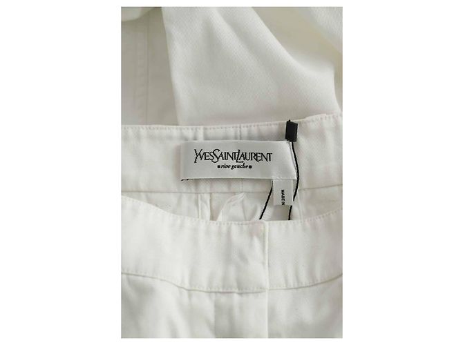 Saint Laurent White Cotton Straight Pants - view 6