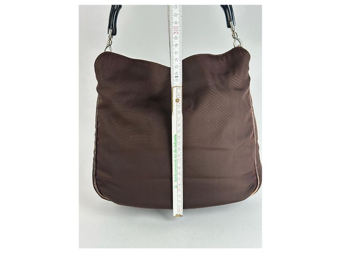 Vintage Gucci Bambo Polyester Tasche Braun - Ansicht 13