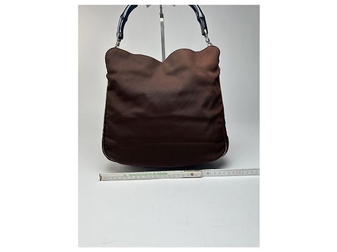 Vintage Gucci Bambo Polyester Tasche Braun - Ansicht 14