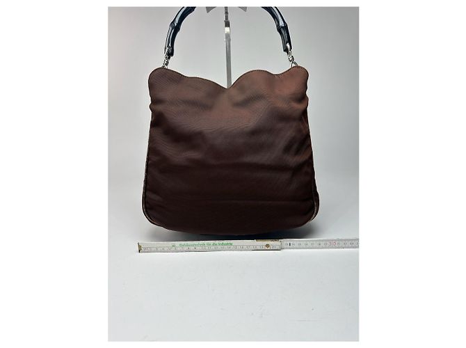 Vintage Gucci Bambo Polyester Tasche Braun - Ansicht 15