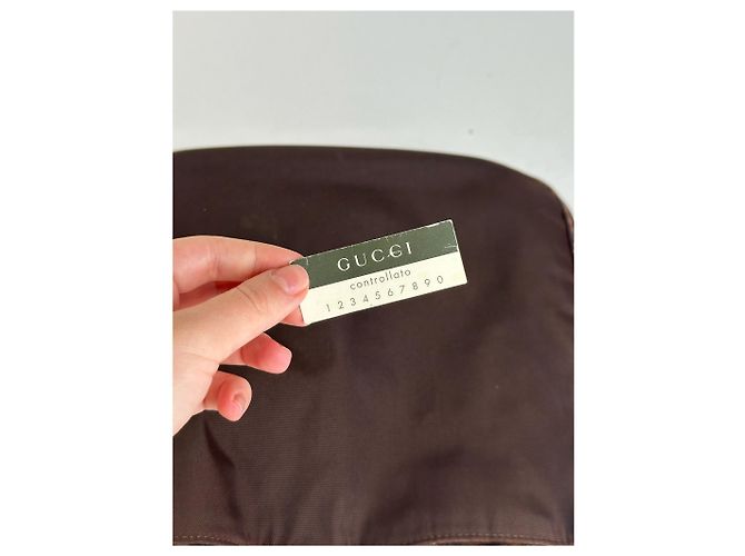 Vintage Gucci Bambo Polyester Tasche Braun - Ansicht 4