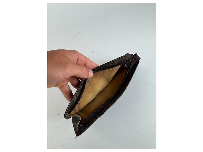 Clutch in pelle monogramma vintage Louis Vuitton marrone - vista 3