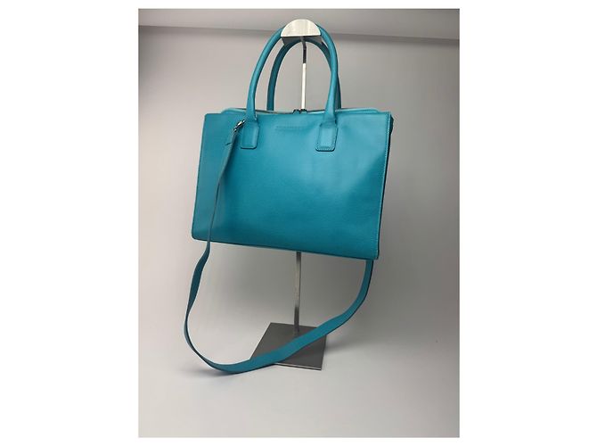Vintage Jil Sander 2-Wege-Ledertasche türkis - Ansicht 10