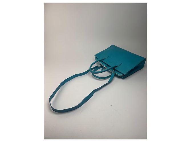 Vintage Jil Sander 2-Wege-Ledertasche türkis - Ansicht 11