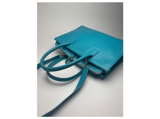 Vintage Jil Sander 2-Wege-Ledertasche türkis - Ansicht 12
