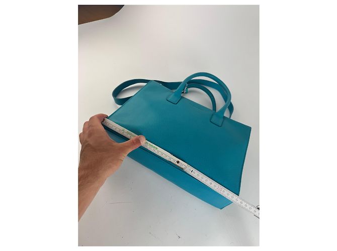 Vintage Jil Sander 2-Wege-Ledertasche türkis - Ansicht 14
