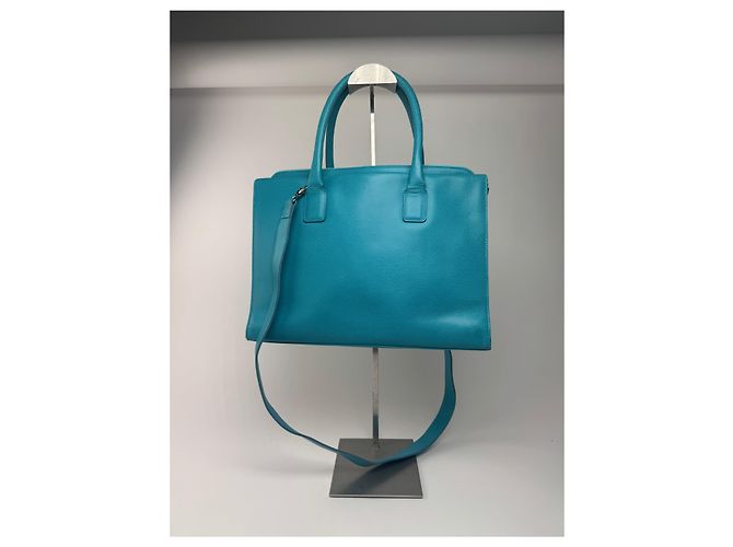 Vintage Jil Sander 2-Wege-Ledertasche türkis - Ansicht 2