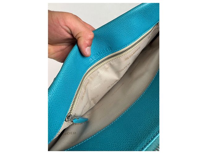 Vintage Jil Sander 2-Wege-Ledertasche türkis - Ansicht 4