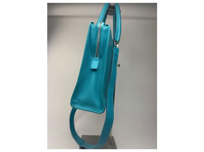 Vintage Jil Sander 2-Wege-Ledertasche türkis - Ansicht 6