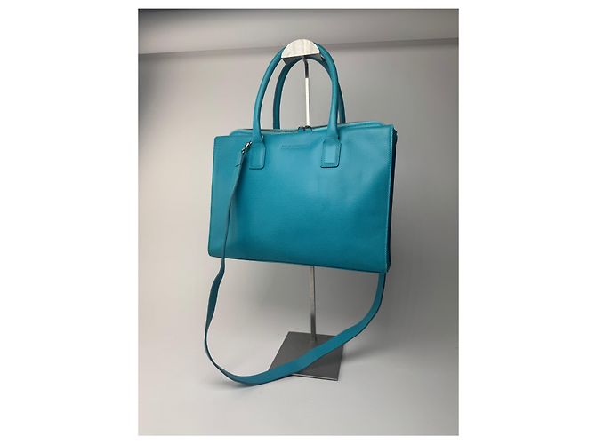 Vintage Jil Sander 2-Wege-Ledertasche türkis - Ansicht 7