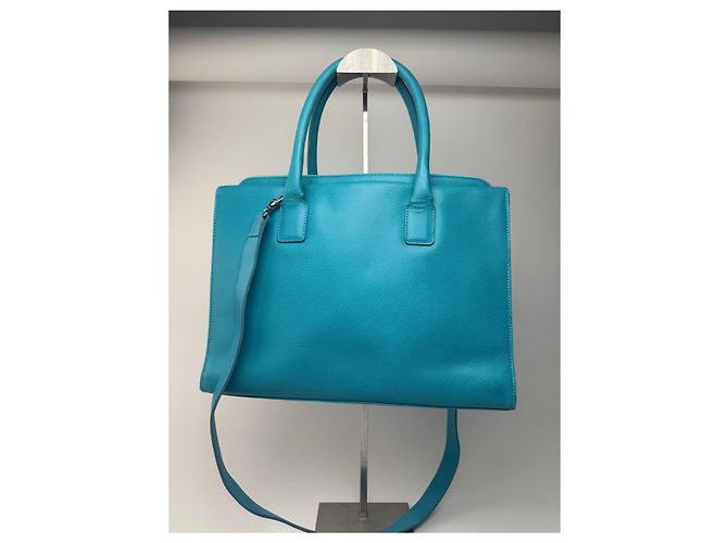 Vintage Jil Sander 2-Wege-Ledertasche türkis - Ansicht 8