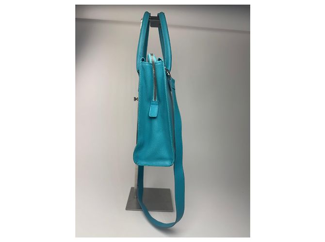 Vintage Jil Sander 2-Wege-Ledertasche türkis - Ansicht 9