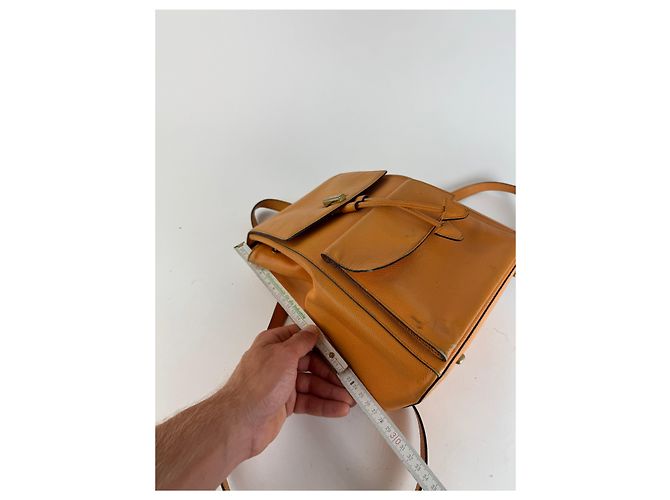 Céline Vintage Celine Paris Leather backpack Orange Yellow - view 10