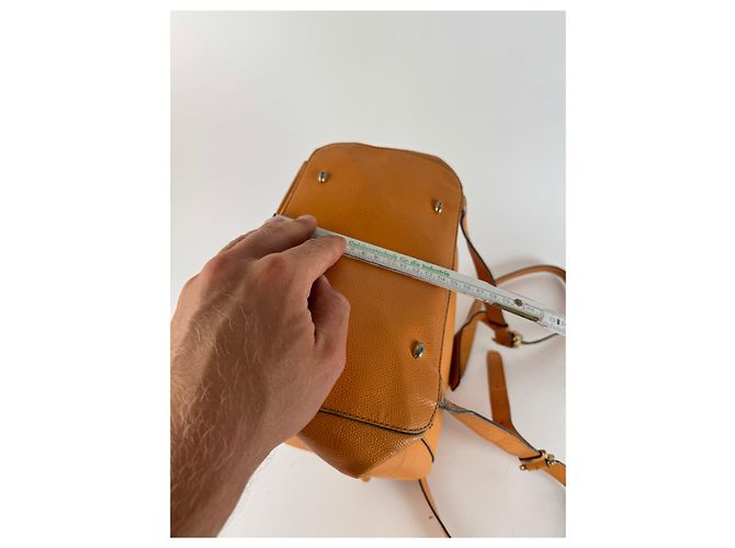 Céline Vintage Celine Paris Leather backpack Orange Yellow - view 12