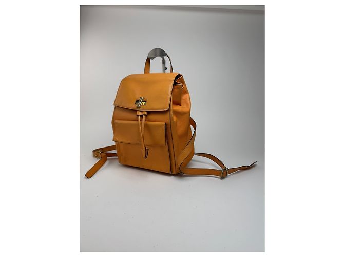 Céline Vintage Celine Paris Leather backpack Orange Yellow - view 2