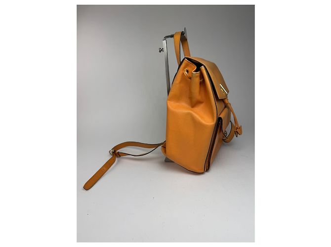 Céline Vintage Celine Paris Leather backpack Orange Yellow - view 3