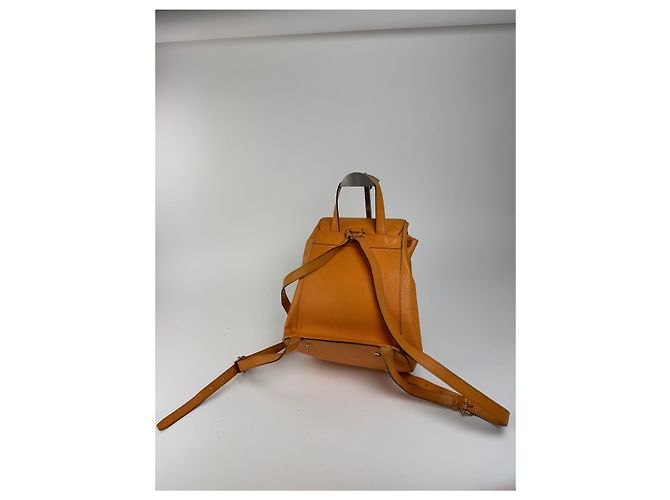 Céline Vintage Celine Paris Leather backpack Orange Yellow - view 6