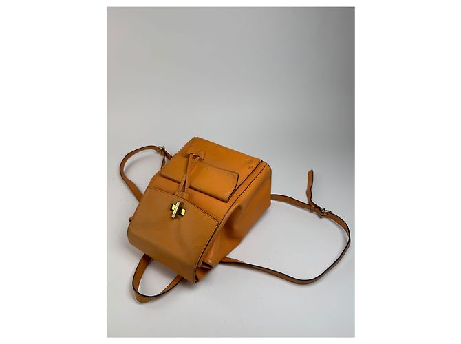 Céline Vintage Celine Paris Leather backpack Orange Yellow - view 8