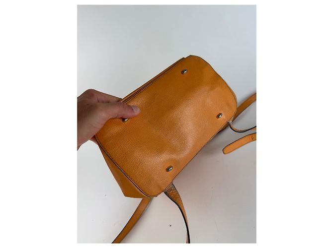 Céline Vintage Celine Paris Leather backpack Orange Yellow - view 9