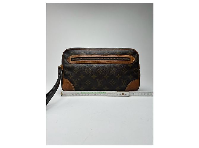 Clutch in pelle monogramma Louis Vuitton vintage marrone - vista 12