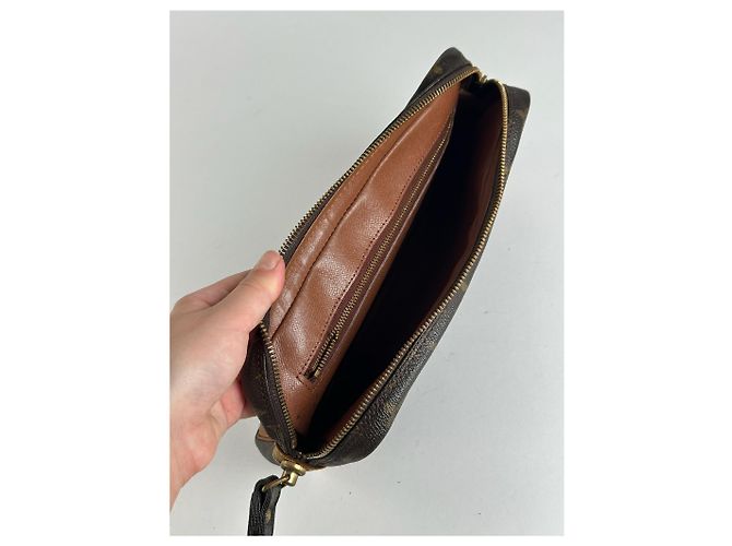Clutch in pelle monogramma Louis Vuitton vintage marrone - vista 13