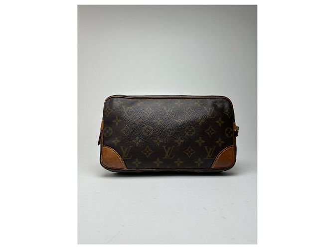Clutch in pelle monogramma Louis Vuitton vintage marrone - vista 2