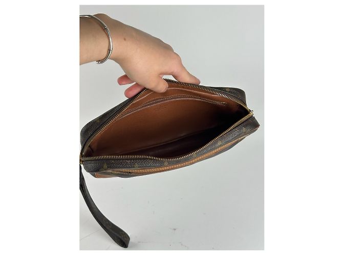 Clutch in pelle monogramma Louis Vuitton vintage marrone - vista 4