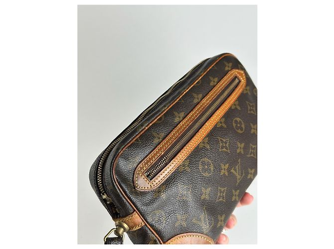 Clutch in pelle monogramma Louis Vuitton vintage marrone - vista 6