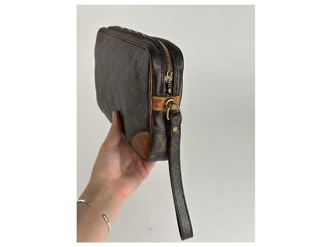 Clutch in pelle monogramma Louis Vuitton vintage marrone - vista 7