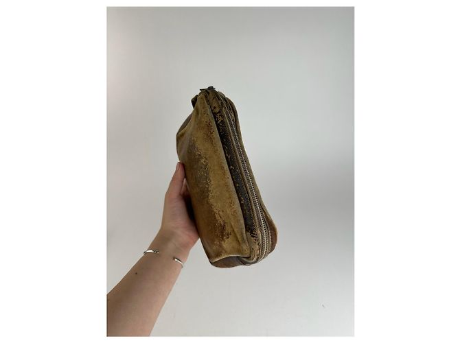 Clutch in pelle vintage Loewe Madrid marrone - vista 6