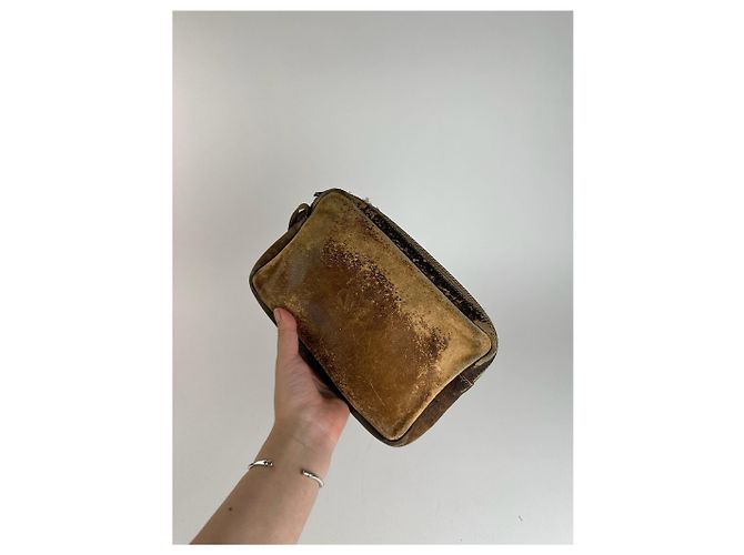 Clutch in pelle vintage Loewe Madrid marrone - vista 7