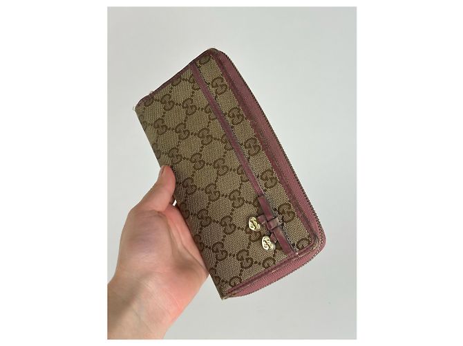 Vintage Gucci Monogram Wallet beige pink - view 9